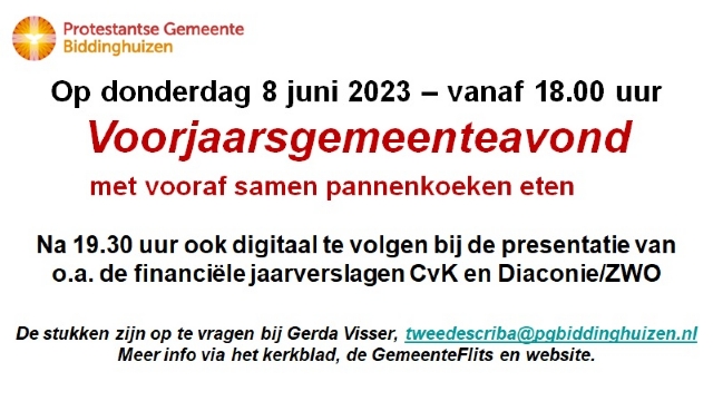Gemeenteavond 8 juni
